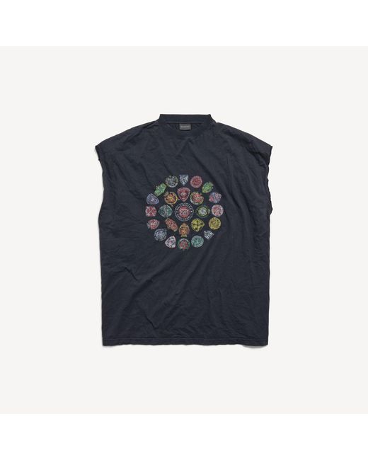 Balenciaga Blue Spiral Crest Sleeveless T-Shirt for men