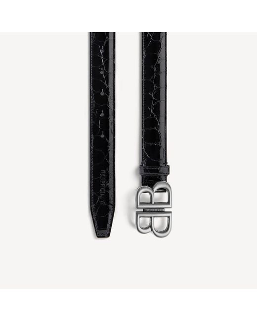 Balenciaga Black Monaco Belt Crocodile Embossed