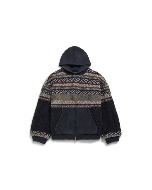 Balenciaga Blue Patched Zip-Up Sweater for men