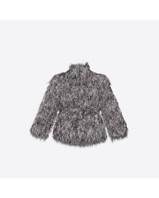 Balenciaga Laser-cut Fake Fur Jacket, Marled Pattern in White - Lyst