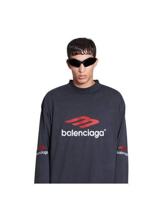 Balenciaga 3b Sports Icon Long Sleeve T-shirt Oversized in Blue for Men |  Lyst