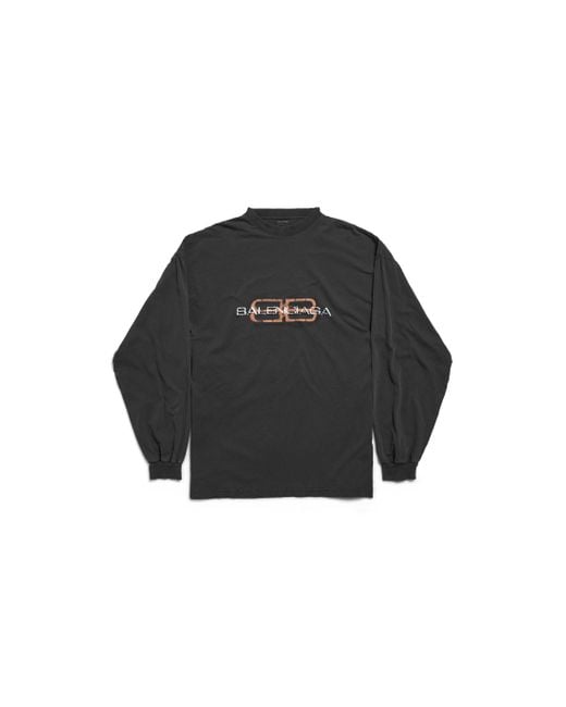 Balenciaga Black Bb Icon Stencil Long Sleeve T-Shirt Large Fit for men