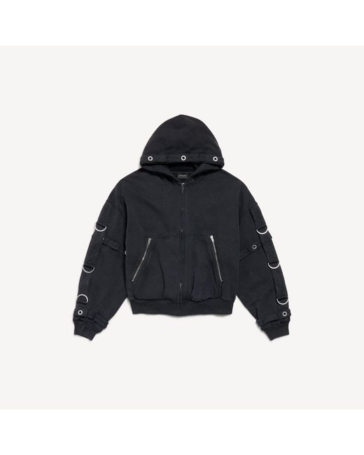 Balenciaga Blue D-Ring Cargo Zip-Up Hoodie for men
