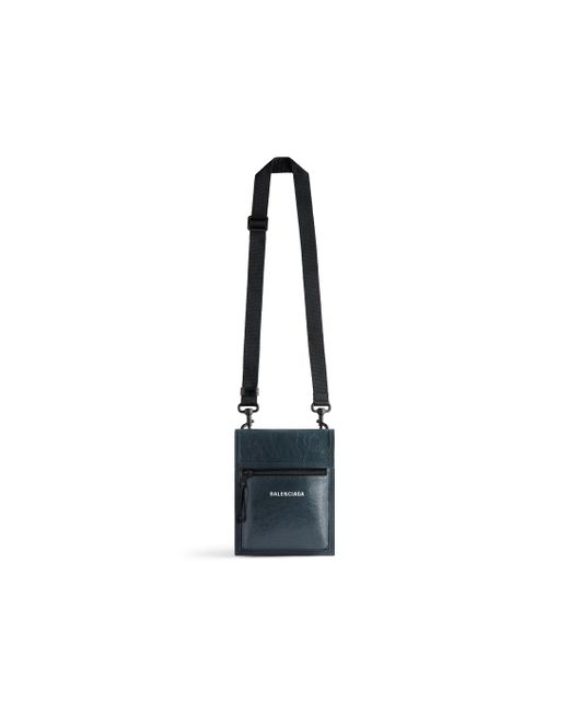 Balenciaga Black Explorer Small Pouch With Strap for men