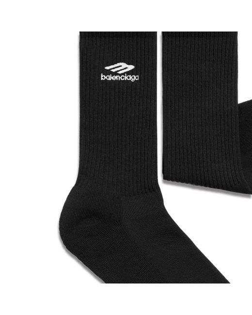 Balenciaga Black 3b Sports Icon Ribbed-knit Socks
