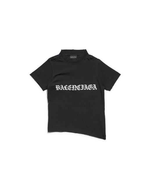 Balenciaga Black Gothic Type Shrunk T-shirt Bodycon Fit