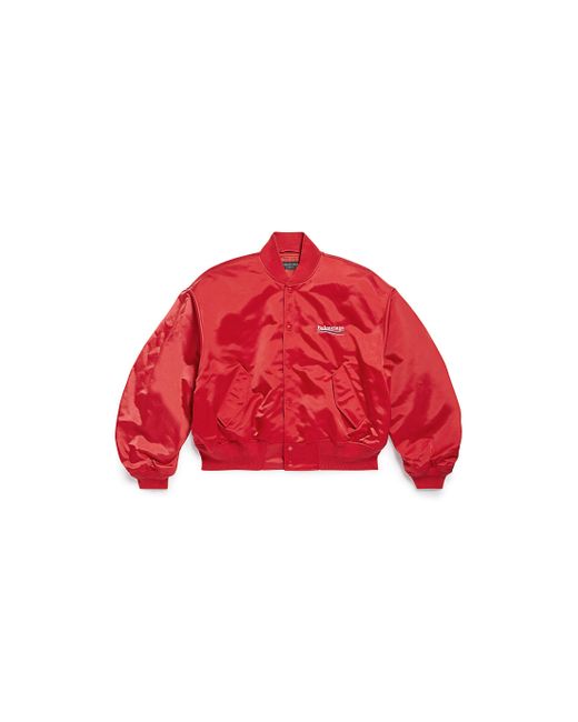 Balenciaga Red Political Campaign Varsity Jacket for men
