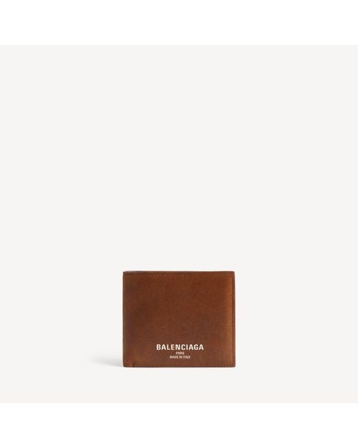 Balenciaga Brown Credit Square Folded Coin Wallet for men