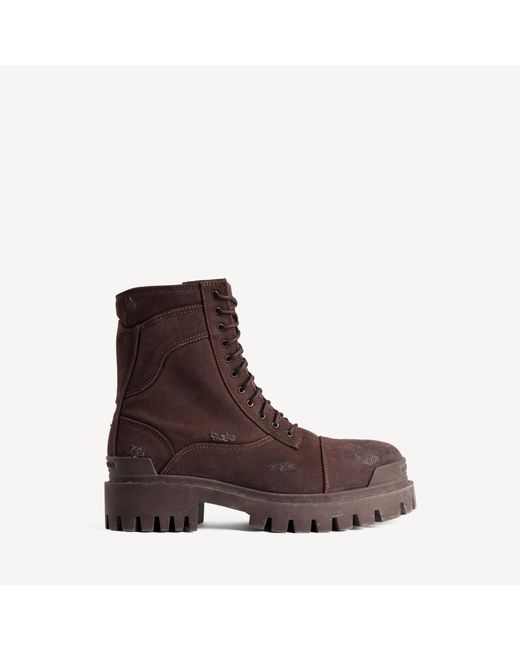 Balenciaga Brown Combat Strike Boot for men