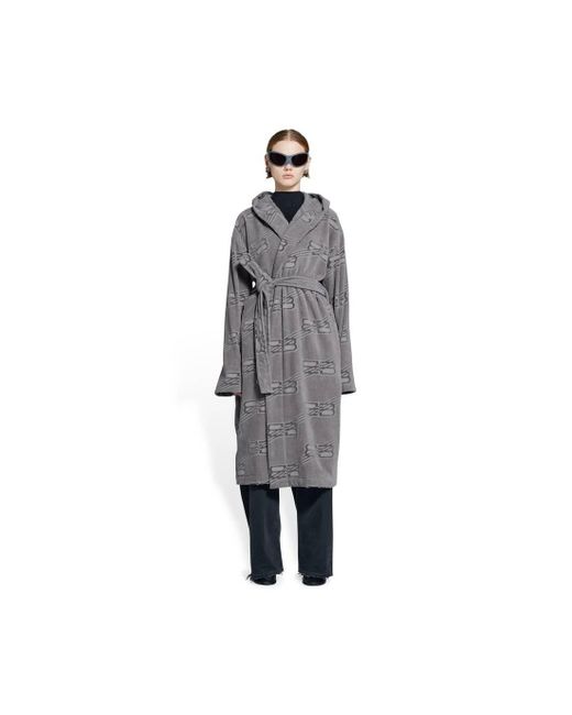 Balenciaga Bb Monogram Towel Bathrobe in Gray Lyst