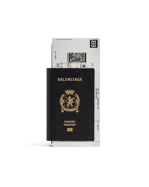 Balenciaga Black Passport Long Wallet 1 Ticket for men