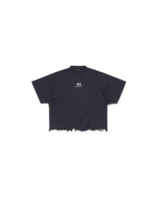 Balenciaga Blue Distressed Unity Sports Icon T-Shirt