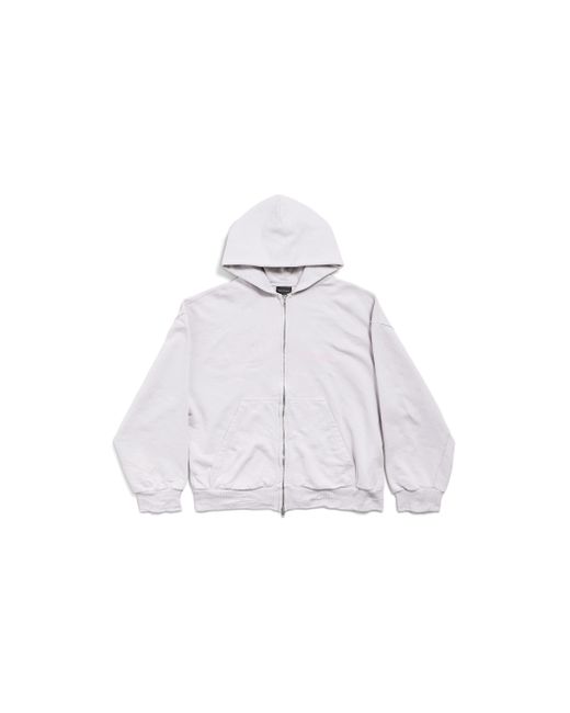 Balenciaga Back Hoodie Mit Reißverschluss Regular Fit in White für Herren