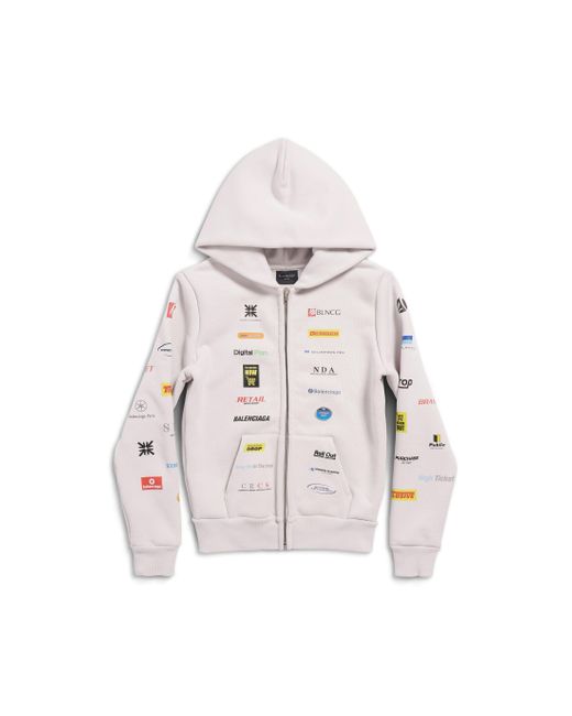 Balenciaga White Business English Zip-up Hoodie Small Fit