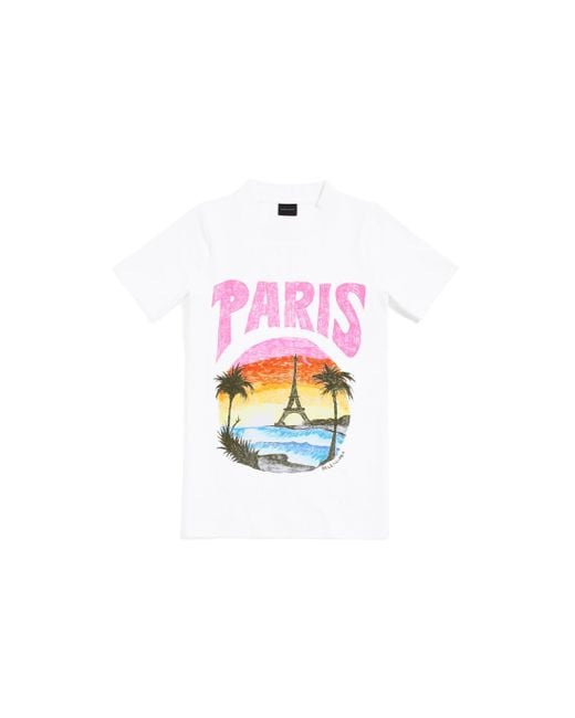 Balenciaga White Paris Tropical T-shirt Fitted