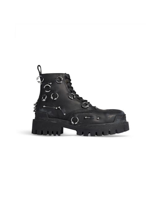 Balenciaga Black Strike Pierced Leather Boots for men