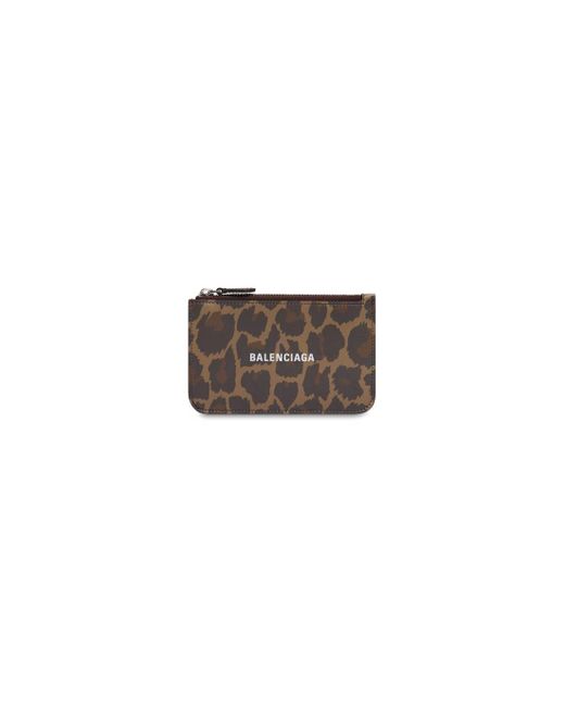 Women's Cash Large Long Coin And Card Holder With Leopard Print in Beige