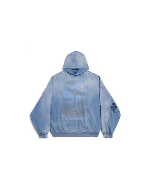 Balenciaga Blue Paris Moon Hoodie Oversized