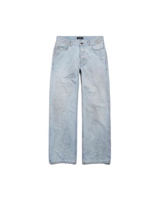 Balenciaga Blue Distressed Relaxed Fit Pants for men
