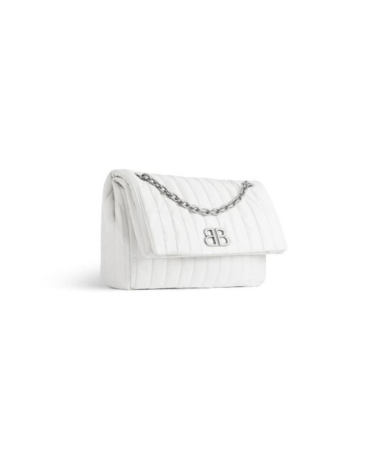 Balenciaga White Monaco Medium Chain Bag Quilted