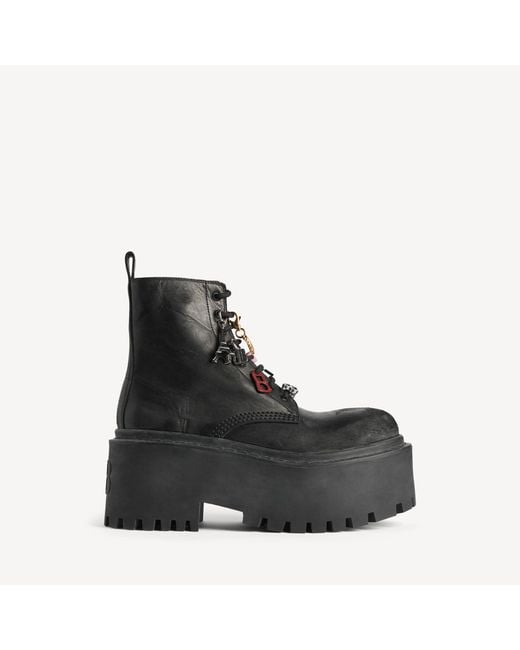 Balenciaga Black Strike Platform Bootie With Charms