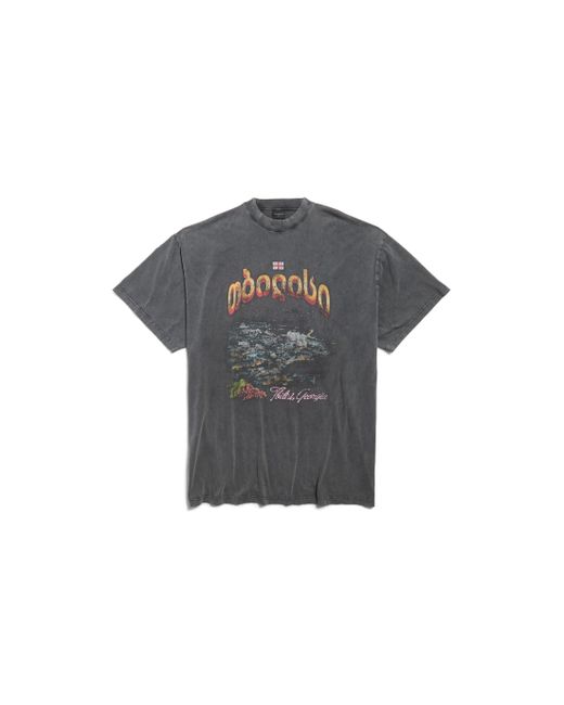 Balenciaga Tbilisi Oversized T-Shirt in Grey for Men | Lyst UK