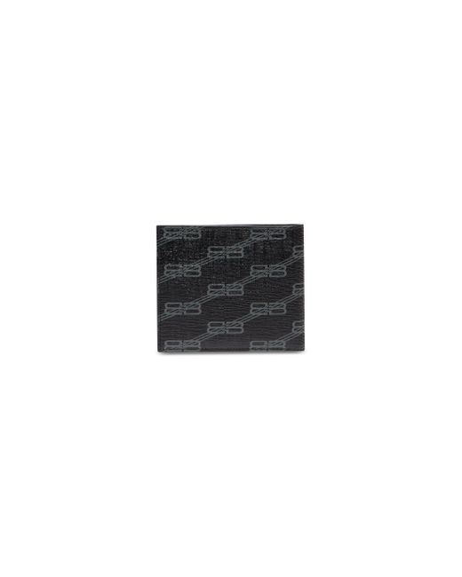 Balenciaga Black Signature Square Folded Wallet Bb Monogram Coated Canvas for men