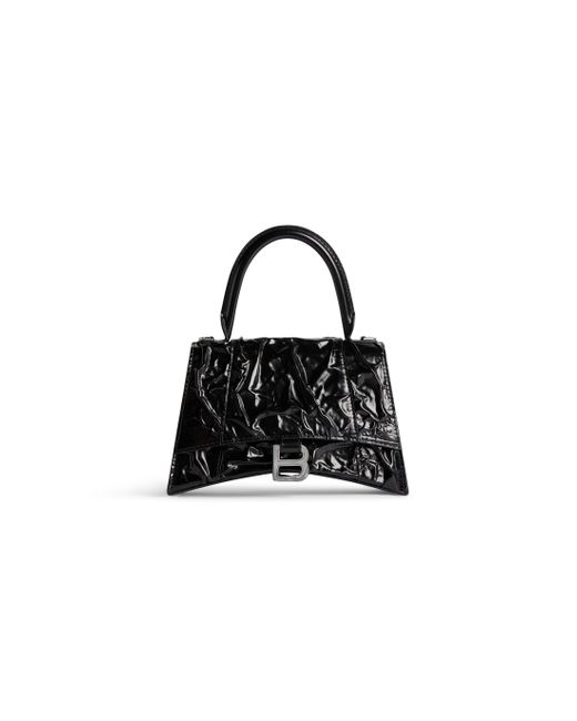 Balenciaga Black Hourglass kleine handtasche mit knautscheffekt