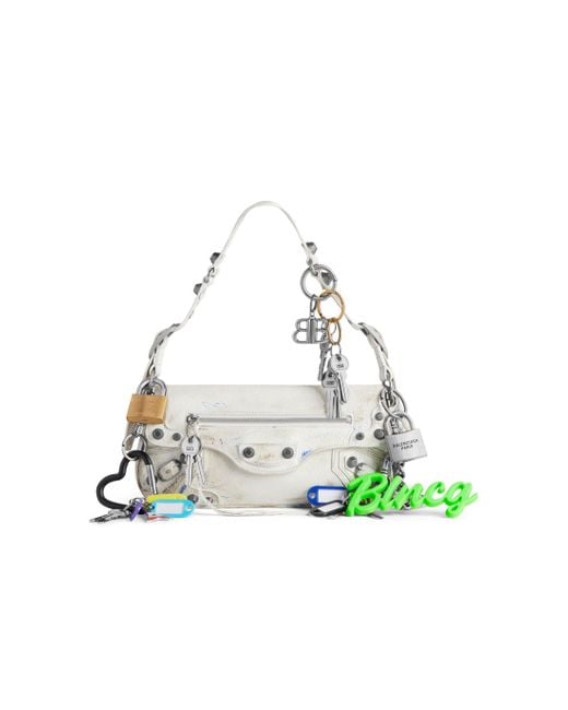 Balenciaga Green Le Cagole Small Sling Bag Used Effect With Charms