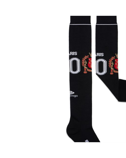 Balenciaga Black Paris Soccer High Socks for men