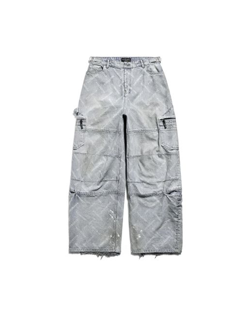 Balenciaga Gray Bal Diagonal Allover Cargo Pants
