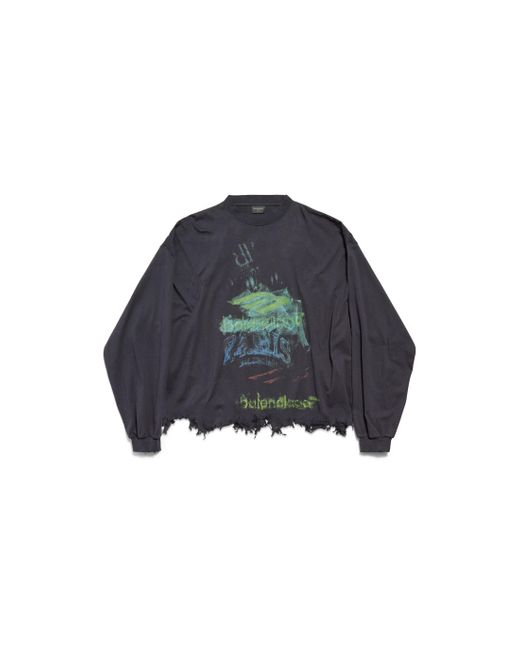 Balenciaga Blue Diy Imprint Cropped Long Sleeve T-Shirt for men