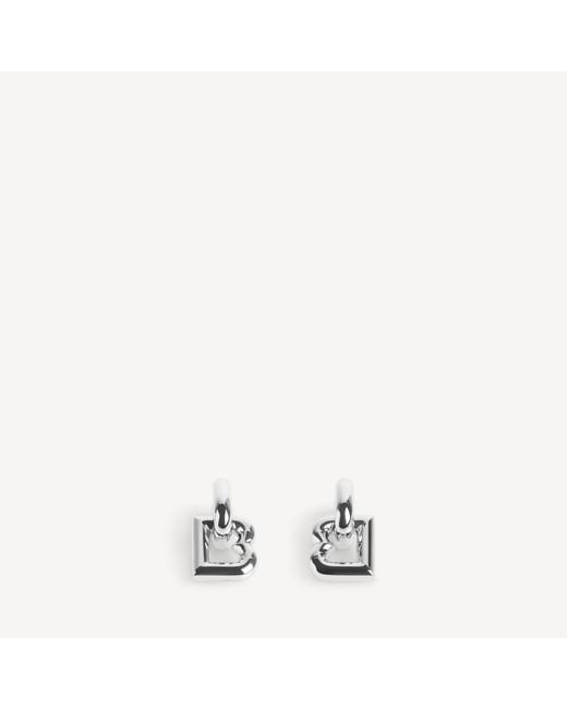 Balenciaga White B Xs Hoop Earrings