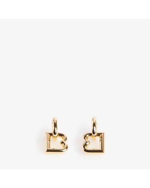 Balenciaga Metallic B Hoop Earrings