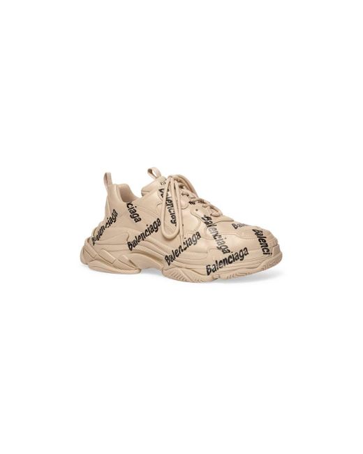 Balenciaga Triple S Logotype Sneaker in Natural | Lyst UK