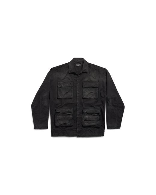 Balenciaga Black Bb Corp Cargo Shirt Large Fit for men
