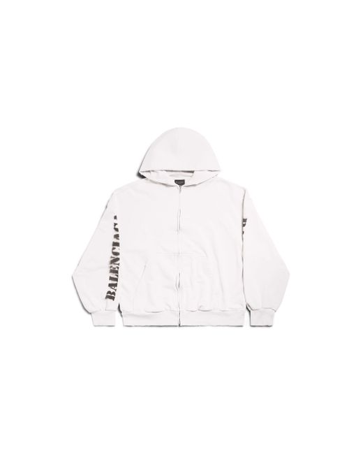 Balenciaga White Stencil type hoodie mit reißverschluss regular fit