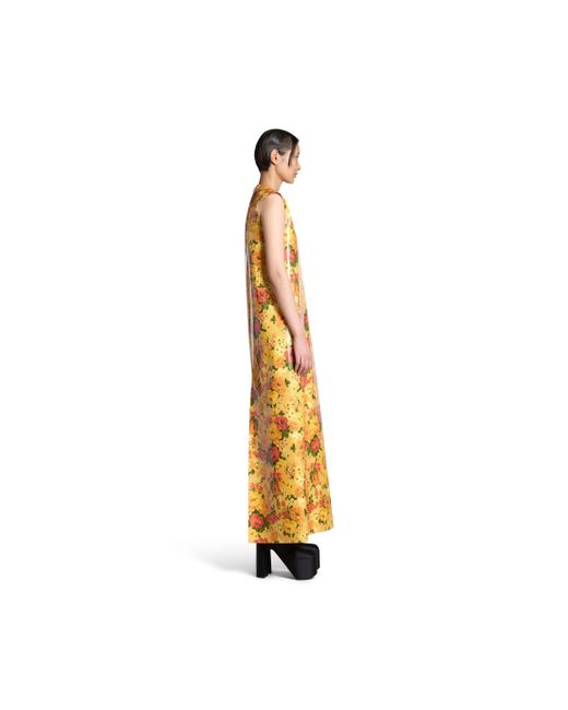 Balenciaga Metallic Faux Vinyl Floral Sleeveless Dress