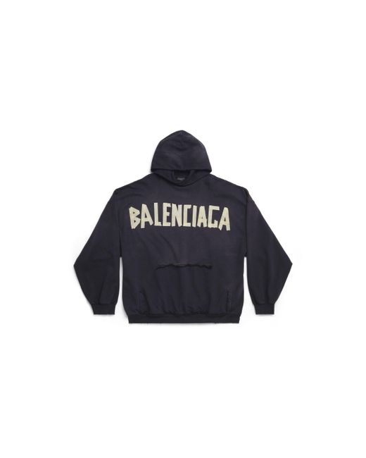Balenciaga Blue Tape type ripped pocket hoodie oversized