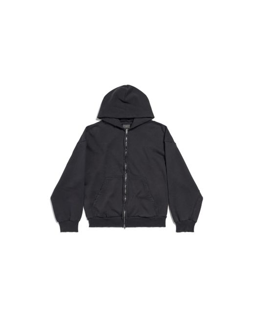 Balenciaga Blue Painted Hoodie Mit Reißverschluss Regular Fit