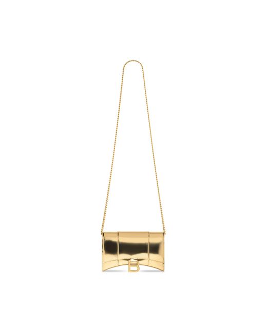 Balenciaga Metallic Hourglass brieftasche mit kette und spiegel-effekt