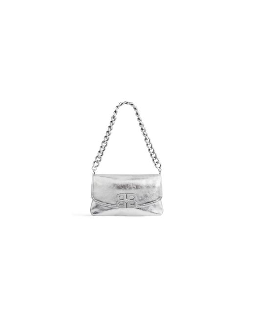 Balenciaga White Bb Soft Small Flap Bag Metallized