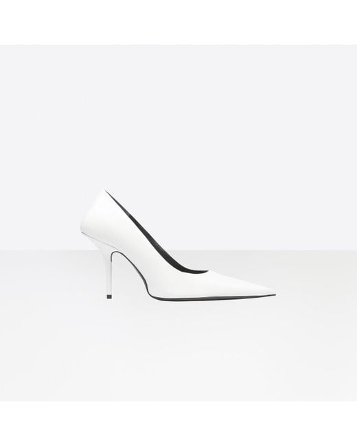 Balenciaga White Square Knife Pumps