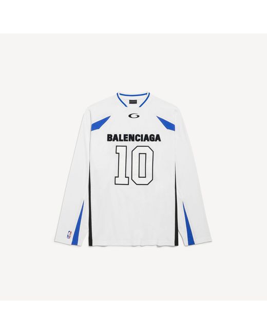 Balenciaga White Nba Collaboration Oversized Long Sleeve T-Shirt for men