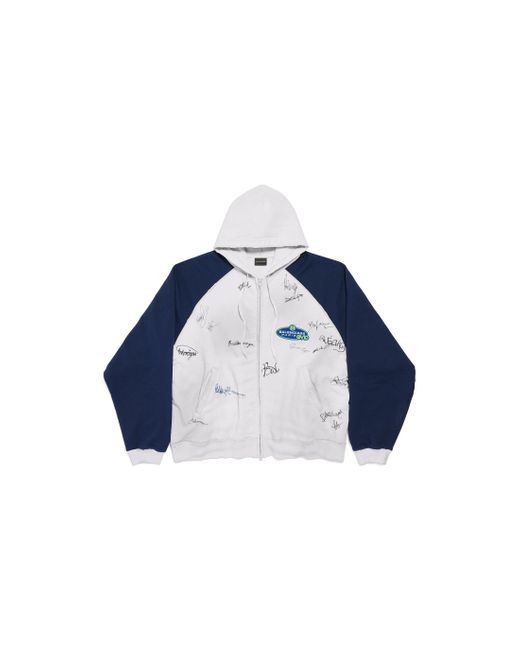 Balenciaga Blue Banana Raglan Oversized Zip-Up Hoodie for men