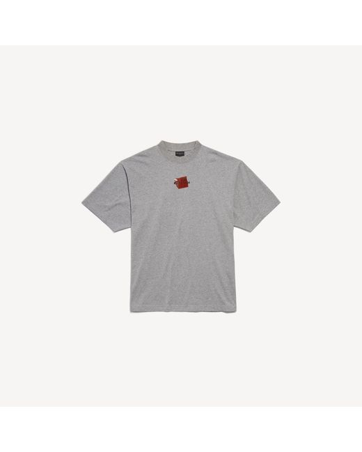 Balenciaga Gray Taped Back Medium Fit T-shirt for men