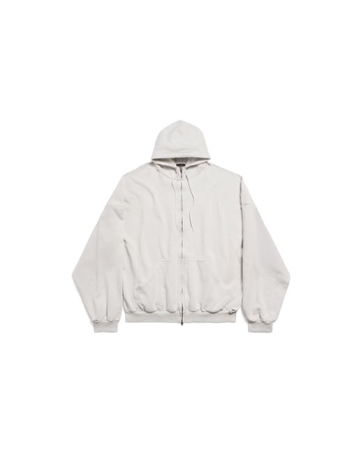 Hoodie Con Zip Security Tape Large Fit di Balenciaga in White da Uomo
