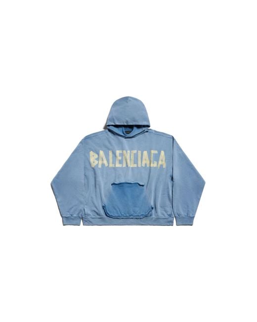 Balenciaga Tape type ripped pocket hoodie large fit in Blue für Herren
