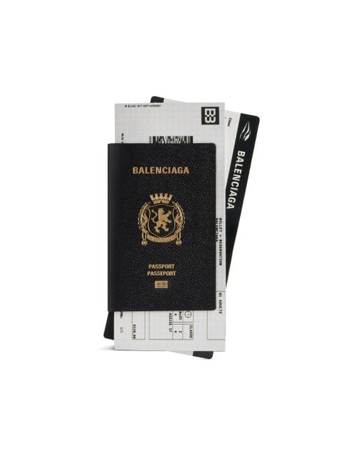 Balenciaga Black Passport Long Wallet 2 Tickets for men