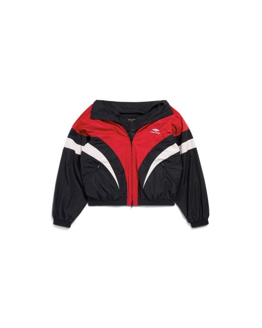 Balenciaga Red 3b sports icon off shoulder tracksuit jacke